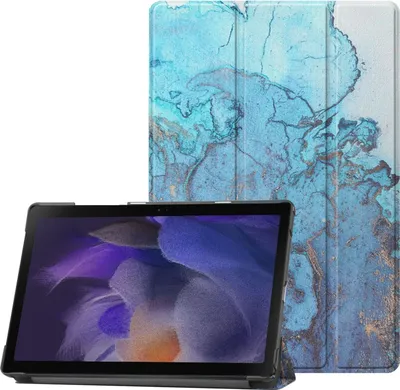 Produktbild von Schutzhülle für Lenovo Tab M11 11" (2024) Hülle TB-330FU TB-330XU Smart Cover Case Schutz Hülle Etui Standfunktion Wake Up & Sleep - Blau/Gold Marmor