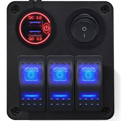 Produktbild von ProRide Schaltpanel 12V für Auto & Boot – 2‑Port USB QC3.0, 3 Schalter