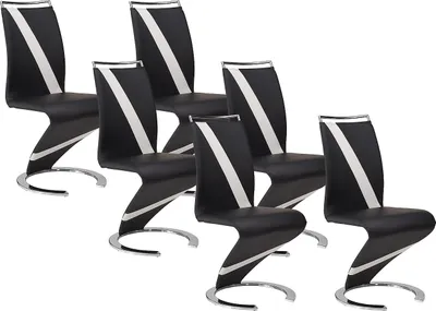 Produktbild von 6er Set TWIZY Stühle - Lederähnliches Material schwarz + weiß
