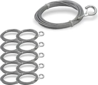 Produktbild von 10x Drahtseil Ø 1,5 mm, 7x7, mit Haken mit Sicherheitsdrahtbügel , Stahl verzinkt | Länge 1500 mm
