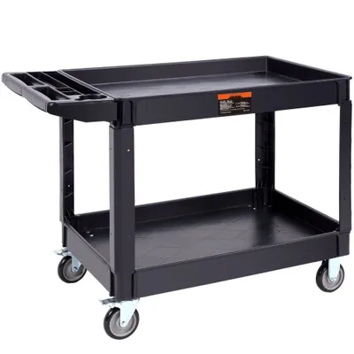 Produktbild von Servierwagen - 249kg Tragkraft, Abräumwagen - 116x65x85cm, Servicewagen aus PP - Werkstattwagen mit arretierbaren Rädern - Werkzeugwagen - Werkstatt-Rollwagen für Lager, Garagen, Büros, Gärtner, Hotels.