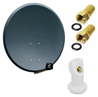 Produktbild von PremiumX SAT Anlage 60cm Satellitenschüssel ALU Single LNB 2x F-Stecker