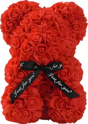 Produktbild von Ewige Rosen Rosenbär, Rosen Teddy, Valentinstag Rosen Teddy, Ewige Rosen Valentinstag Geschenk, Geschenk für die Freundin, Teddybär Kunstrosen, 25cm