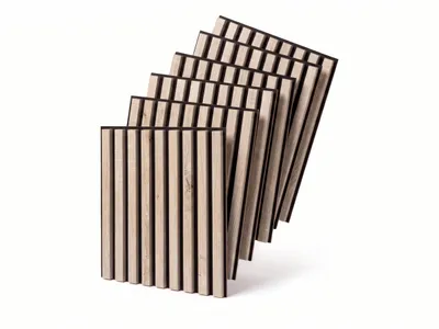 Produktbild von MEBANO. 6er-Set Akustikpaneele Holz 40x40 cm Eiche Sonoma 3D Wandpaneele aus Holzfunier und Filz Wandverkleidung Moderne Lamellenwand