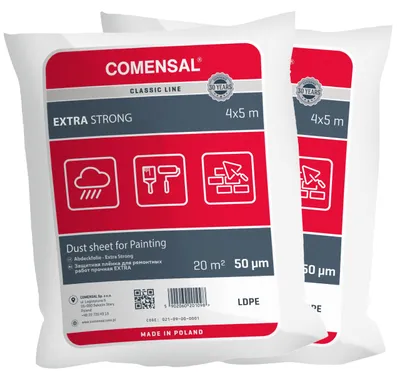 Productafbeelding van COMENSAL® Set, 2 stuks, verfbeschermfolie, extra sterk, 50 µm - Stofbeschermfolie