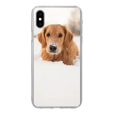 Produktbild von MuchoWow® Handyhülle Schutzhülle Hülle für iPhone Xs Hund - Schnee - Winter Silikon Softcase Handy Hülle - Handytasche