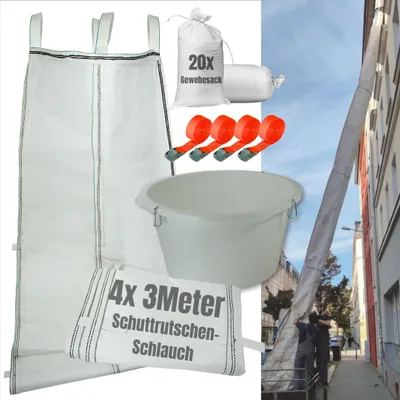 Produktbild von Žlab na suť 12 m | flexibilní hadice 4x 3 m, snadná instalace | žlab na suť včetně násypky, 4x napínacího pásu a 20x textilního pytle