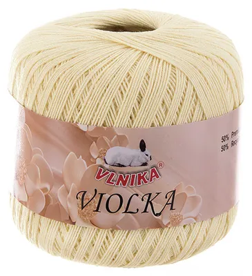 50g Vlnika Violka Häkelgarn Baumwolle recycelt Klassikgarn Filetgarn unifarben creme