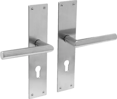 Produktbild von Intersteel Türdrücker Jura auf Schild 250x55x2 mm PZ 72 mm Edelstahl gebürstet