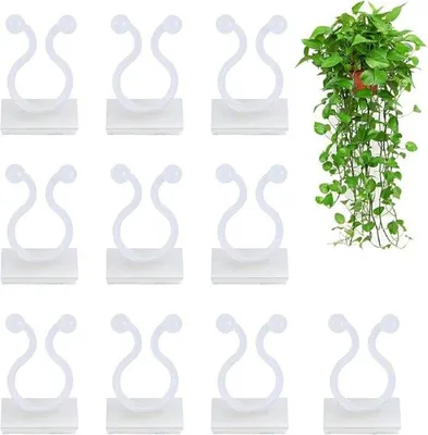 Produktbild von Famanu Pflanzenclips 50 Stück - Selbstklebende Wandhalterung für Kletterpflanzen - Weiß