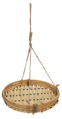 Produktbild von HOME STYLING COLLECTION Blumenampel HÄNGEAMPEL Pflanzenhalter aus BAMBUS mit Sackleinen-Schnur für Blumentöpfe 25 cm
