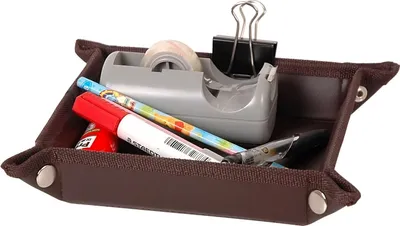 Produktbild von Kunstlederbox Utensilio Büro Taschenleerer, Weihnachtsgeschenk braun, 21x21x3h