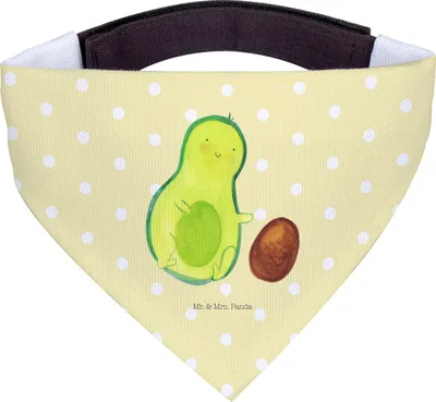 Produktbild von Mr. & Mrs. Panda Halstuch Hund Avocado Kern rollt - Gelb Pastell - Geschenk, Schwanger, Hundehalstuch, Schwangerschaft, Wunder, Hunde Schal, Dreieckstuch, Geburtstag, für