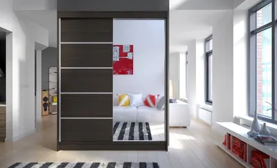 Obrázek produktu pro Zrcadlová šatní skříň CHANNA 3 - šířka 150 cm, čoko