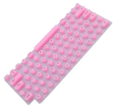 Image de Housse de clavier pour ordinateur portable OS X : en silicone souple, confortable à l'utilisation, avec touches surélevées, idéale pour les ongles longs, couleur rose