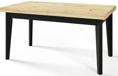 Produktbild von Esstisch 120 cm / 160 cm, Ausziehbarer Tisch, Küchentisch, Esszimmer Tisch, Wohnzimmertisch, Zimmertisch, Moderner Tisch, Loft Tisch, Schwarze Beine, Skandinavisch, 120x80, Artisan
