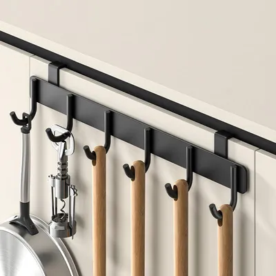Immagine prodotto di INF Gancio per porta in acciaio inox, salvaspazio per cucina e bagno Nero