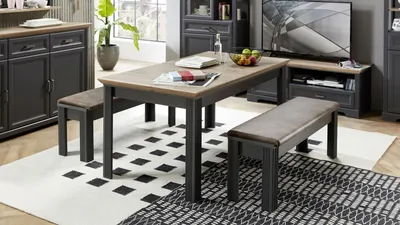Produktbild von Esstisch Jasmin Küchentisch Tisch in graphit Artisan Eiche 160-220 cm