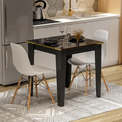 Immagine prodotto di Homidea Loren Tavolo da pranzo 72 x 72 cm - Tavolo da cucina e da balcone moderno per 2 persone (marmo nero)