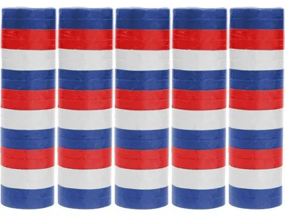 Produktbild von 5 Rollen Papier Luftschlangen blau weiß rot | schwer entflammbar