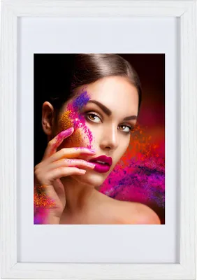Produktbild von Holz Bilderrahmen Lifestyle Plexi Foto Rahmen Collage Wanddeko Poster HR-25 - Farbe: Weiß | Format: 21x29,7