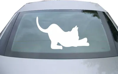 Produktbild von Indigos UG - Aufkleber Heckscheibe & Motorklappe DE7034 - weiß - 600x370 mm - liegende Katze - Cat - Auto Scheiben Fenster Heckklappe Tuning Racing JDM - Die cut