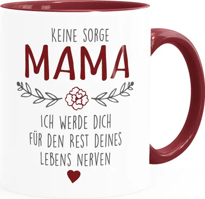 Produktbild von Kaffee-Tasse "Keine Sorge Mama..." lustiges Muttertagsgeschenk SpecialMe® inner-bordeaux Keramik-Tasse