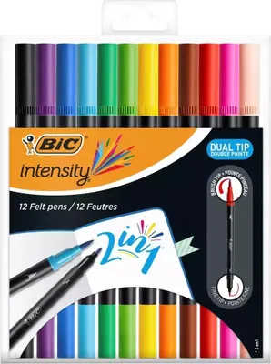 Image de Bic 989695 BIC feutre de coloriage DUAL BRUSH, 2en1, étui de 12 pièces, couleurs assorties