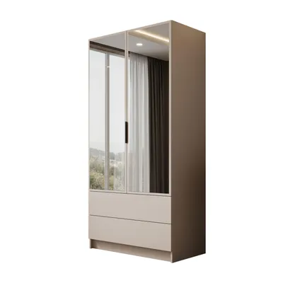 Produktbild von Kippschrank AUREL KASCHMIR 2D2S mit Schubladen, schwarze Griffe, Spiegel