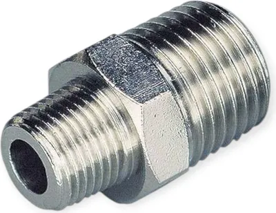 Produktbild von Doppelnippel Außengewinde Messing vernickelt 1/4" auf 1/8"