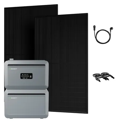 Produktbild von Powerness Balkonkraftwerk mit Speicher, Growatt NEXA 2000 Speicher und NEXA 2000E Erweiterungsakku & 2x 500W Bifazial Solarmodule (0% MwSt)
