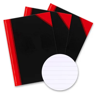 Produktbild von Bantex Notizbuch A4 liniert, Hardcover, 192 Seiten, schwarz, 3er-Pack