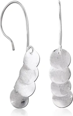 Produktbild von viva-adorno 1 Paar Damen Ohrringe Plättchen Kreise Durchzieher 925 Sterling Silber Ohrhänger matt gebürstet Z543_D2