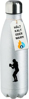 Produktbild von Huuraa Trinkflasche American Football Silhouette 500ml Silver Edelstahl Wasserflasche Trinkflasche Geschenkidee