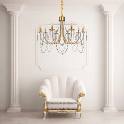 Produktbild von tooLight Kronleuchter App766-8Cp Kristall Gold Kerzen 8-Lichtquelle E14 75X75X48,5-118,5Cm