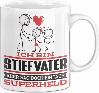 Produktbild von Stiefvater Geschenk Tasse Ich Bin Stiefvater Aber Sag Doch Einfach Superheld Lustige Geschenkdiee für Stiefvater Kaffee-Becher (Weiß)