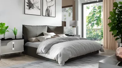 Obrázok produktu pre Calúnená postel Sofello 160x200 kovový lamelový rám sivá zamatová látka Velvett s podnožou a úložným priestorom