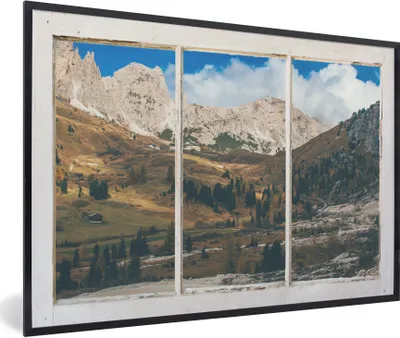 Produktbild von MuchoWow® MuchoWow® Gerahmtes Poster Aussicht - Natur - Berge 90x60 cm - Poster mit zchwarzem Bilderrahmen - Fotorahmen - Foto-Plakat