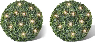 Image de 2 pièce de boule 27 cm avec guirlande lumineuse solaire 24 LED
