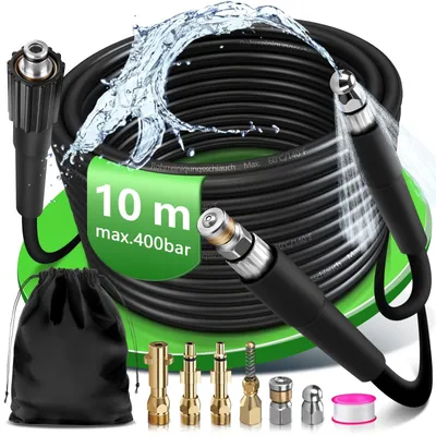 Productafbeelding van 10 Meter Slang voor Buisreiniging met 6 Adapters