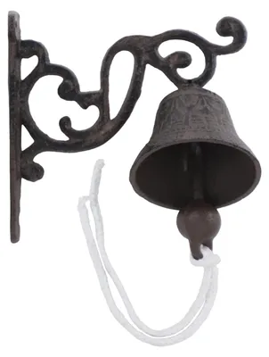 Image de Cloche murale en fonte - Sonnette d'extérieur - Style vintage - À suspendre - Style marin - Décoration de maison de campagne - Jardin et véranda