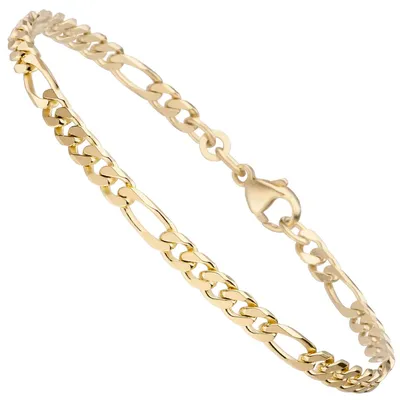 Produktbild von 4,3mm Armband Armkette Figarokette aus 333 Gold Gelbgold diamantiert massiv 21cm