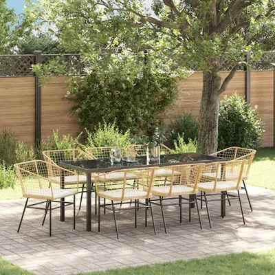 Image de Mobilier d'extérieur exclusif - Ensemble de jardin comprenant 9 pièces, en rotin synthétique marron