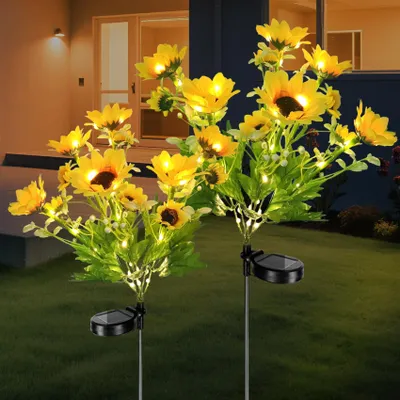 Solar-Blumenleuchten, 9 Stiele, lila, für Garten und Terrasse