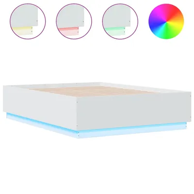 Produktbild von Bettgestell mit LED Weiß 135x190 cm Holzwerkstoff