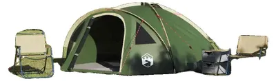 Produktbild von Trekkingzelt, geräumig für 3-4 Personen, strapazierfähiges Polyester-Material, armeegrün