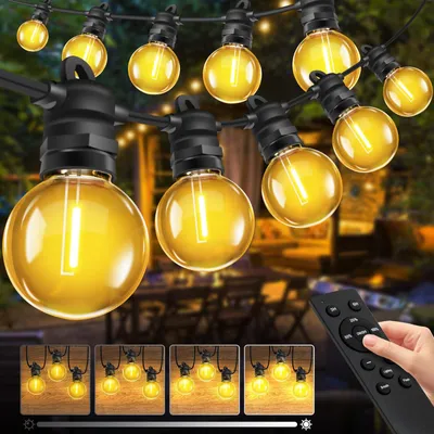 Productafbeelding van Buitenverlichting, 20 meter, G40 gloeilampen, voor balkon - Lichtslingers met afstandsbediening en dimmer