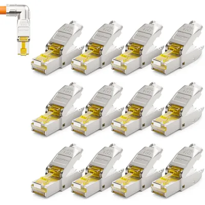Produktbild von deleyCON CAT 8 Netzwerkstecker 90° Winkel RJ45 40 Gbit/s, 12 Stück