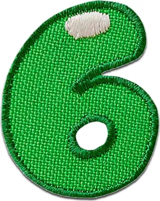 Produktbild von Zahl 6 - 2.4 x 3 cm: Zahl/Ziffer Bunt - Aufnäher, Bügelbild, Aufbügler, Applikationen, Patches, Flicken, Zum Aufbügeln