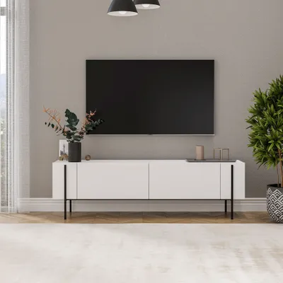 Produktbild von Skye Decor, Herman - White, TV-Ständer, 100 % Melaminbeschichtete Spanplatten, Weiß, 160 x 31,4 x 45,6 cm